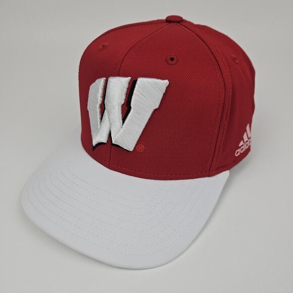 Adidas Climalite Wisconsin Badgers Snapback Hat Cap Red University One Size - Picture 1 of 9